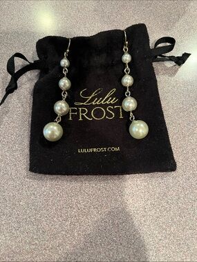 Lulu Frost Pearl Graduated Drop Earrings in White
